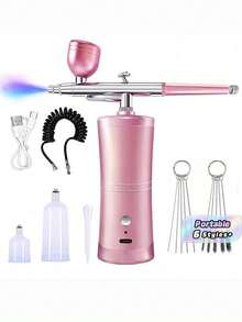 1 Set Of Portable  With Compressor Single Action Spray Gun For Nail Art Craft Cake Paint Gun Electric Acrylic Paint Spray Gun Painted Gun Model Coloring Model Spray Art  Set Tools - Multicolor - View 2