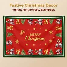 1Pc Christmas Tablecloth, Santa Snowman Print Polyester Table Cover For Xmas Party Decor - Multicolor - View 3