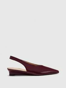 CUCCOO BIZCHIC French Pointed Slingback Small Slope Heel Women's Shoes Versatile Commuter Model - Burgundy - View 2