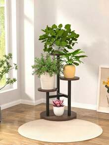 1个4层室内外植物架金属木质转角植物架多层花架，适用于阳台、花园、露台、客厅家居装饰，坚固防锈，展示架，收纳架，适用于盆栽植物，花架，置物架 - 彩色 - 查看 12