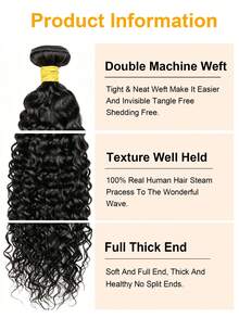 1Pc Kinky Curly Human Hair Bundles Unprocessed Human Hair Curly Human Hair Weave Double Weft Hair Extension Natural Black Color For Women - Natural Black - View 2
