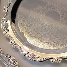 1pc Vintage Tray, Cup Coaster, Candle Holder, Jewelry Organizer Tray, Metal In Gold Or Silver Color,Decorations - Silver - View 7