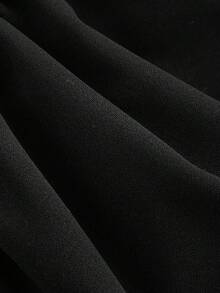 SHEIN MOD Bộ đồ liền thân cổ chữ V viền bèo nhún hai lớp màu đen cỡ lớn mùa hè - màu đen - Xem 3