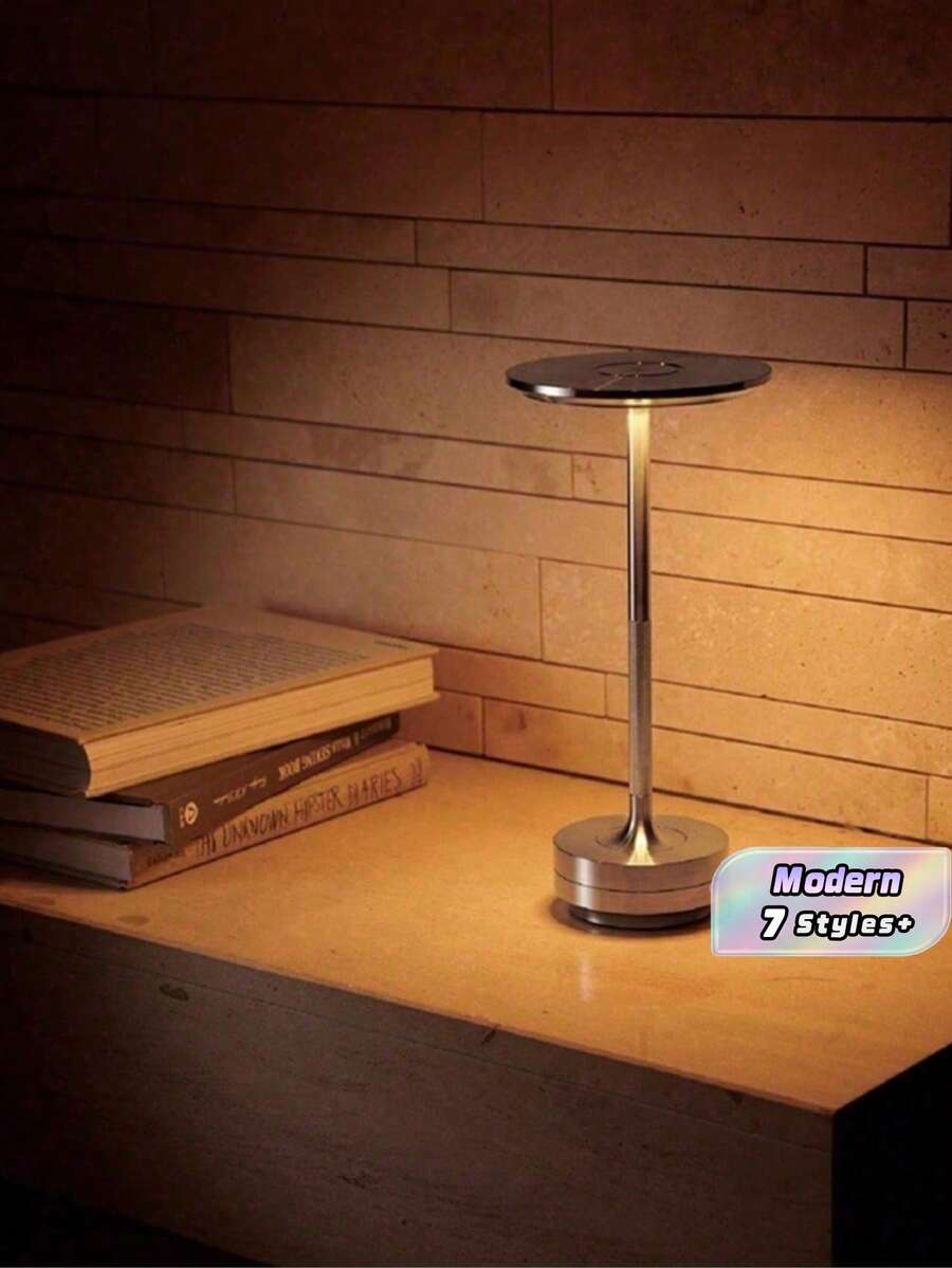 1 件,USB 充电台灯,触摸三色调光,铝制机身,5W 三色调光,2000mAh,氛围台灯,轻巧便携,卧室床头装饰台灯,礼物,高美感轻奢,金色、银色、黑色 - 彩色 - 查看 1