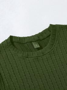 Manfinity Homme Camiseta casual de hombre de unicolor, cuello redondo, manga corta, cómoda y transpirable - Verde - Ver 3