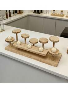 1 pieza Estantería de almacenamiento de escritorio de madera maciza multicapa, estantería de exhibición de cosméticos y perfumes, estantería de almacenamiento de suculentas - Albaricoque - Ver 7