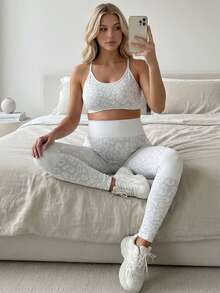 SHEIN Bộ áo ngực và quần thể thao in họa tiết thường ngày dành cho bà bầu. - Nhiều màu - Xem 3