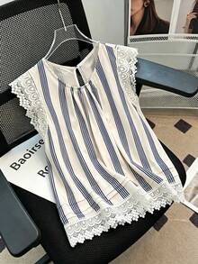SHEIN Franclia Women Tops - Blue and White - View 4