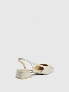 CUCCOO BIZCHIC Women's Shoes Spring And Summer Square Toe Short Thick Heel Apricot Splicing High Heel Shoes - Milk tea apricot - View 8