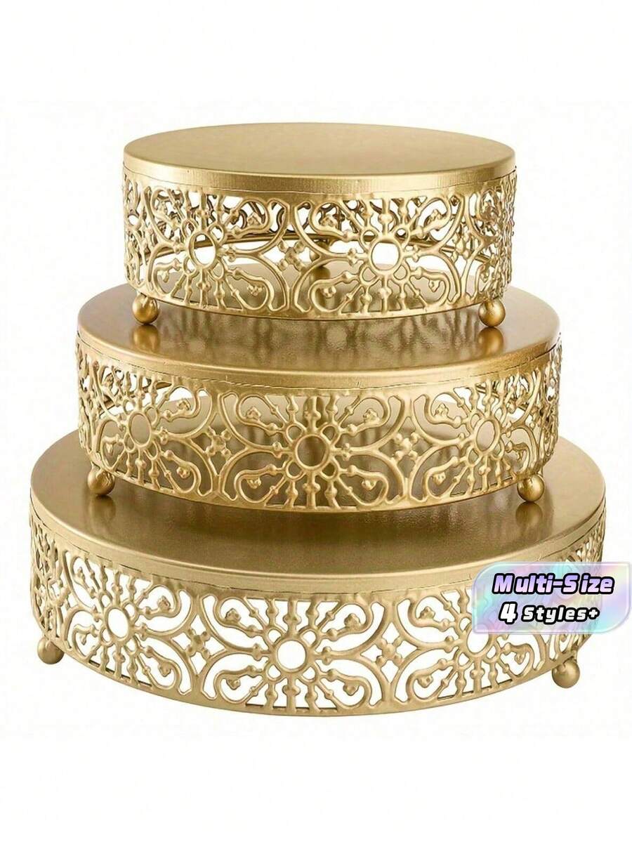 1 Giá đỡ bánh tròn bằng kim loại, khay màu vàng, thích hợp để trưng bày bánh ngọt trong đám cưới, sinh nhật, tiệc tùng, cũng có thể dùng làm quà tặng. - Nhiều màu - Xem 1