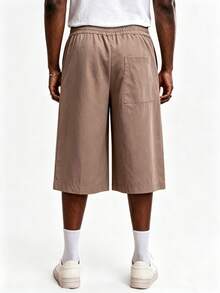 SUMWON Men's Casual Drawstring Bermuda Shorts With Relaxed Fit And Side Pockets For Summer Comfort,  Beige Shorts For Men, Long Shorts For Men, Jogging Shorts For Men - Khaki - View 2