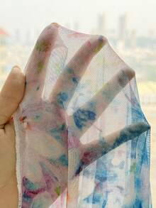SHEIN 少女夏季海滩度假印花褶皱胸部修身吊带连衣裙 - 藍色 - 查看 5