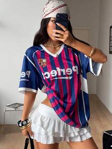 Coolane Camiseta de béisbol con estampado de camuflaje y números, estilo vintage y deportivo para mujer, ideal para primavera y verano - Multicolor - Ver 1