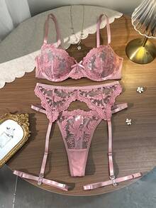 4pcs Women's Sexy Lingerie Set - Watermelon Pink - View 3
