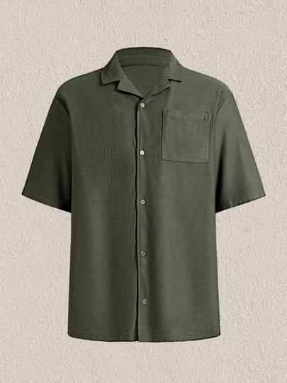 Mercer Haus LOOKUN 纯色复古风男士 Polo 衫，时尚优雅商务休闲度假宽松版型纽扣半开襟翻领上衣，LOOKUN 春夏款