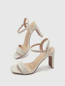 CUCCOO BIZCHIC Sandals Women's Summer 2026 New Korean Version Versatile Medium Heel Thick Heel Buckle Fairy Style Roman High Heels Women's Shoes Summer Shoes - Beige - View 10