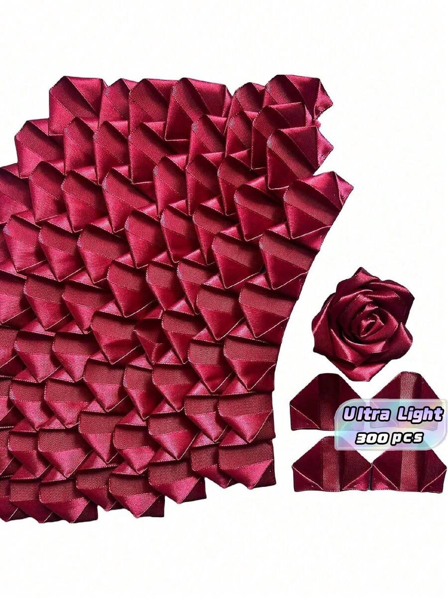 SHEIN Artificial Silk Like Fake Petals, Pre Made Ribbon Rose Petals Semi-Finished Product, Suitable For Making DIY Bouquets Of Eternal Roses,