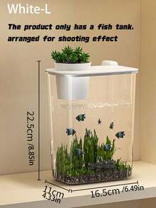 1 Piece (Fish Tank Only Excluding Decorative Accessories) Fish Tank Home Office Transparent Breeding Box Desktop Tank - Multicolor - View 4