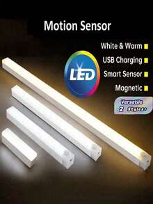 LED Light Strip With Motion Sensor, USB Rechargeable, Adjustable Brightness, Portable And Easy To Install Magnetic Cabinet Lights, Multiple Modes, Suitable For Corridors, Cabinets, Wardrobes And Home Decor - Multicolor - View 2