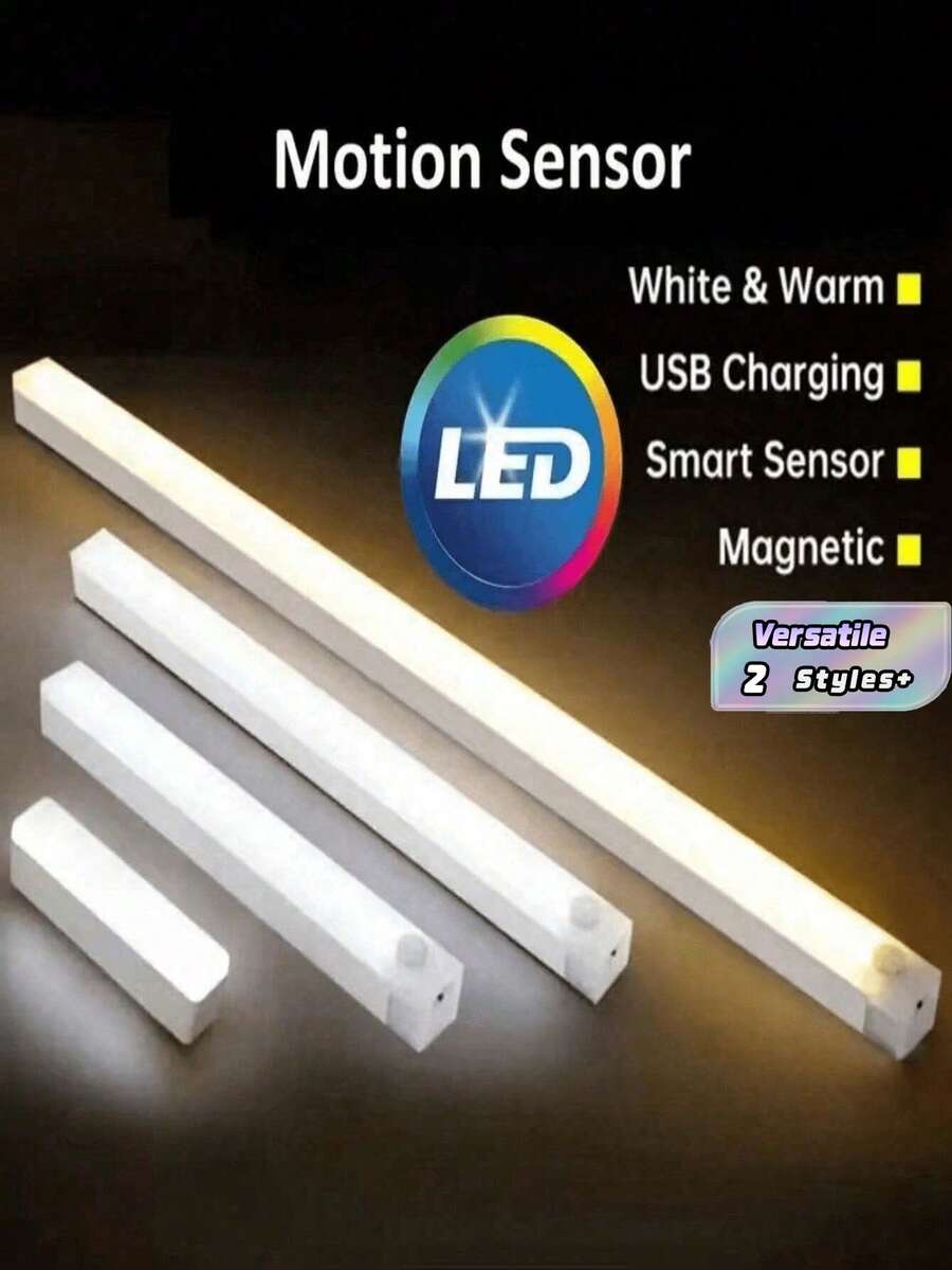LED Light Strip With Motion Sensor, USB Rechargeable, Adjustable Brightness, Portable And Easy To Install Magnetic Cabinet Lights, Multiple Modes, Suitable For Corridors, Cabinets, Wardrobes And Home Decor