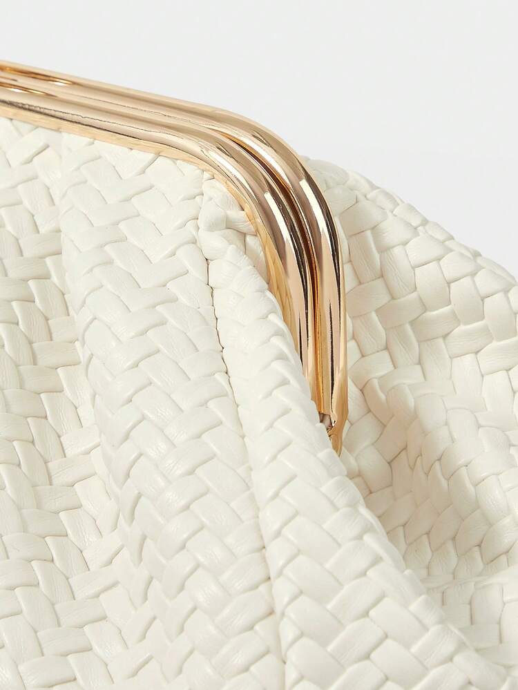 LADIES' FASHION CLIP BEIGE CLUTCH BAG, EXQUISITE PARTY PARTY WOVEN DINNER BAG, SUITABLE FOR SUMMER VACATION, DATING, PARTY, WEDDING, DRESS, MATCHING