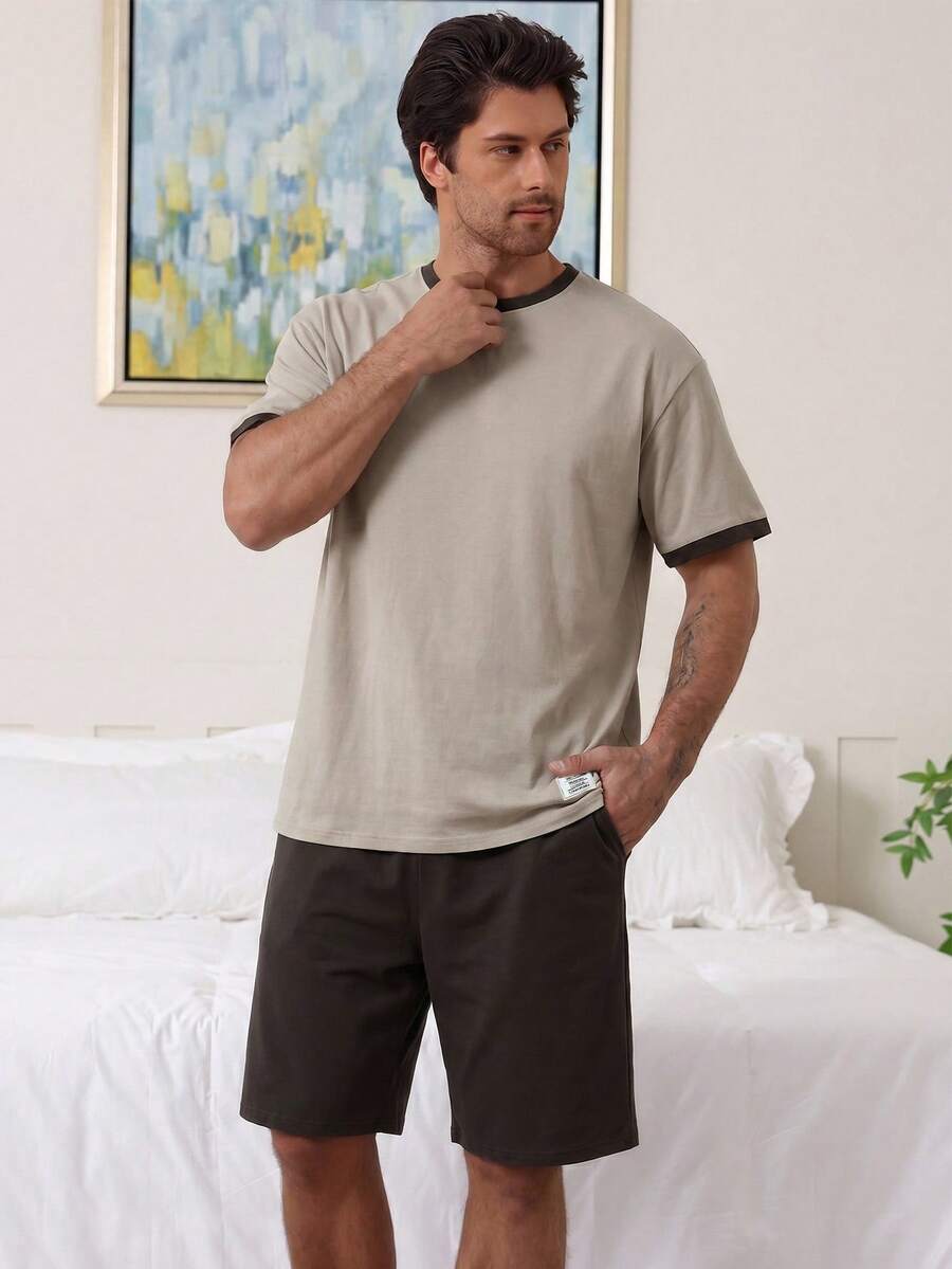 DAZY Conjunto de camiseta y ropa de estar en casa multicolor para hombre, verano - Multicolor - Ver 1