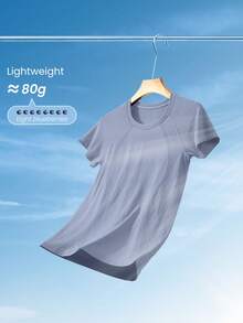 GLOWMODE Seamless Workout Shirt Slim Fit Short Sleeve Sports Tees Gym Athletic Tops Summer - Violet Purple - View 5