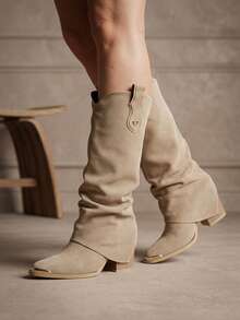 Women Mid-Calf Boots - Khaki - View 4