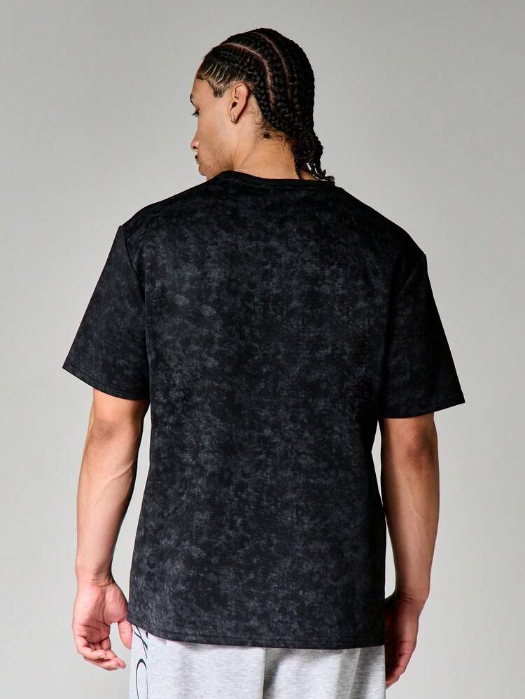 Oversized Acid Wash Short Sleeve Crew Neck T-Shirt With Distressed Hem Detail Vintage Style Casual Streetwear Top