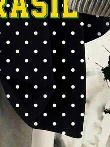 SHEIN EZwear Black Top Polka Dot Top Summer Clothes Brazil Jersey - Multicolor - View 6