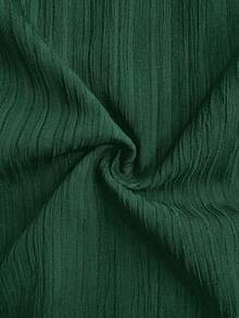 SHEIN Pregnant Women's Casual Vacation Solid Color Textured Fabric Drawstring Waist Loose Wide Leg Pants, Spring/Summer/Autumn - Dark Green - View 5