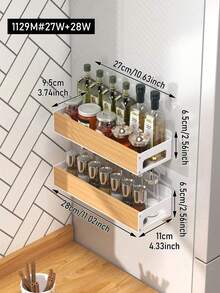 1/2PCS Strong Magnetic Spice Rack For Refrigerator No Drilling Space Saving Multifunctional Kitchen Storage Organizer Shelf For Spice Jars Seasoning Home Organization Kitchen Accessories Home Decor - Multicolor - View 7