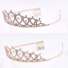 Set de 2 piezas Faja de Reina de Oro Rosa y Dorado y Plateado & Tiara con Rhinestones - Conjunto de Faja Brillante y Tiara Brillante para Niñas de Cumpleaños - Multicolor - Ver 4