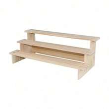 1Pc Wooden Multilayer Riser Display Rack Multifunction Jewelry Dessert Cupcake Collectibles Storage Stand Organizers Window Showcase Valentine's Day Back To School - Wood Color - View 7