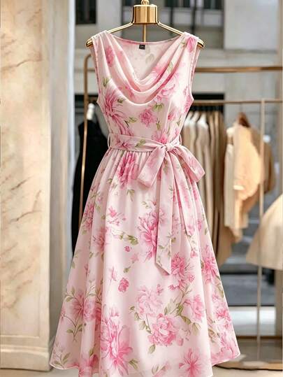 GlowEve CURVE Plus Size Woven Floral New Style Fashionable, Elegant In Appearance, Sleeveless Summer Long Dress