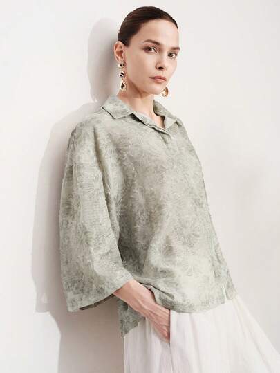 Aveloria Modichic Áo kiểu nữ Jacquard thanh lịch, cổ điển kiểu Pháp, thích hợp cho công sở, đi làm, với chất liệu hơi xuyên thấu, phù hợp cho mùa xuân, hè và thu.