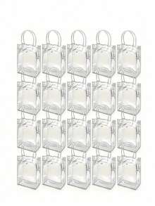 1/5/10/20/30/40/50 PCS Tas Tote PVC Transparan dengan Pegangan, Dapat Digunakan Kembali, Tahan Air, Anti Noda, untuk Pesta Liburan, Belanja, Kemasan Bisnis Kecil, Tas Hadiah Massal - warna-warni - View 11