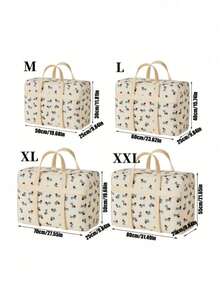 Beige Dog Print Moving Bag Extra Large Capacity Heavy Duty Foldable Non Woven Fabric Quilt Blanket Storage Organizer Portable Handles Dust Proof - Beige - View 9