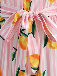 YkhahaFlora Isola Flora Isola Vestido de verano casual de mujer con estampado de limón a rayas y hombros descubiertos, manga corta, cintura acampanada - Vestido de vacaciones para mujerYkhaha - Rosa - Ver 9