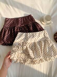 Comfortcana Bộ 2 chân váy ngắn xếp ly chấm bi nữ, kiểu dáng thường ngày, đa năng, thích hợp cho hẹn hò/du lịch. - Nhiều màu - Xem 7
