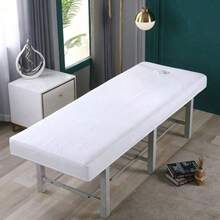 Lit de beauté, lit de massage, chapeau de lit de massage, housse de lit avec trous, housse élastique imperméable et résistante à l'huile, housse de protection élastique tout-en-un, housse de lit de massage et de physiothérapie de couleur unie, housse de protection pour salon de beauté avec trous, housse élastique anti-poussière (rose, gris, blanc) - Multicolore - Voir 9