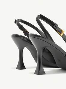 CUCCOO CURVES Women Shoes Women's Pointed Buckle Design Everyday Versatile Fashion Wide Last High Heels - Black - View 4