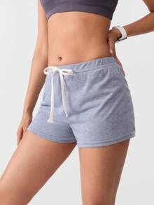 Loungeista 2pcs Women's Solid Color Knit Drawstring Casual Shorts, Comfortable For Home & Sleep, Suitable For Spring, Summer, Autumnfor Summer - Multicolor - View 4
