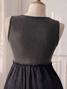 SHEIN Cosyjoi 大码女式无袖休闲水洗牛仔连衣裙 - 黑色 - 查看 6