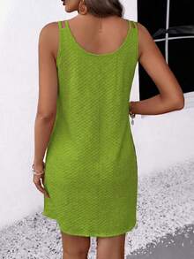 EMERY ROSE Gaun Mini Camisole Kasual Wanita Warna Polos, Musim Panas - Hijau - View 2