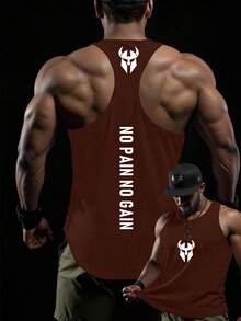 GymBeat Áo tank top không tay thời trang in hình cơ bắp dành cho nam - màu nâu - Xem 1