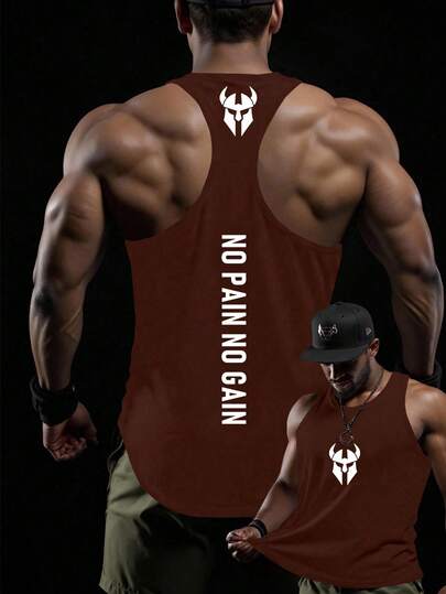 GymBeat Áo tank top không tay thời trang in hình cơ bắp dành cho nam