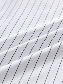 Manfinity Unisex Men's Casual Daily Commute Letter Embroidery Striped Print Short Sleeve Shirt, Summer - White - View 5