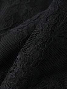 SHEIN PETITE 女士性感蕾丝露背系带迷你连衣裙，薄纱夏季款 - 黑色 - 查看 6