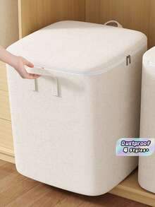 Saco de Armazenamento de Roupas Bege, Tecido Resistente, Capacidade Extra Grande, Dobrável, Economizador de Espaço, À Prova de Poeira, Organização de Armário, Armazenamento Embaixo da Cama, Alças de Transporte Práticas - Bege - Visão 1